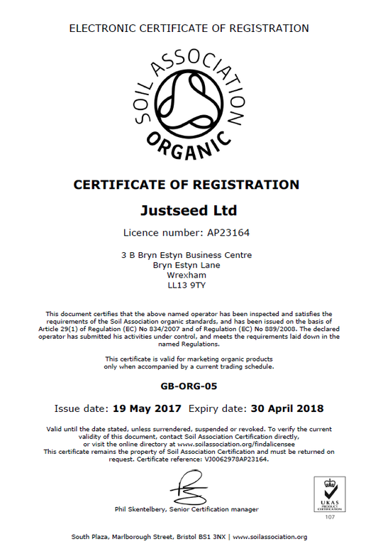 Soil Association Organic Certificate
