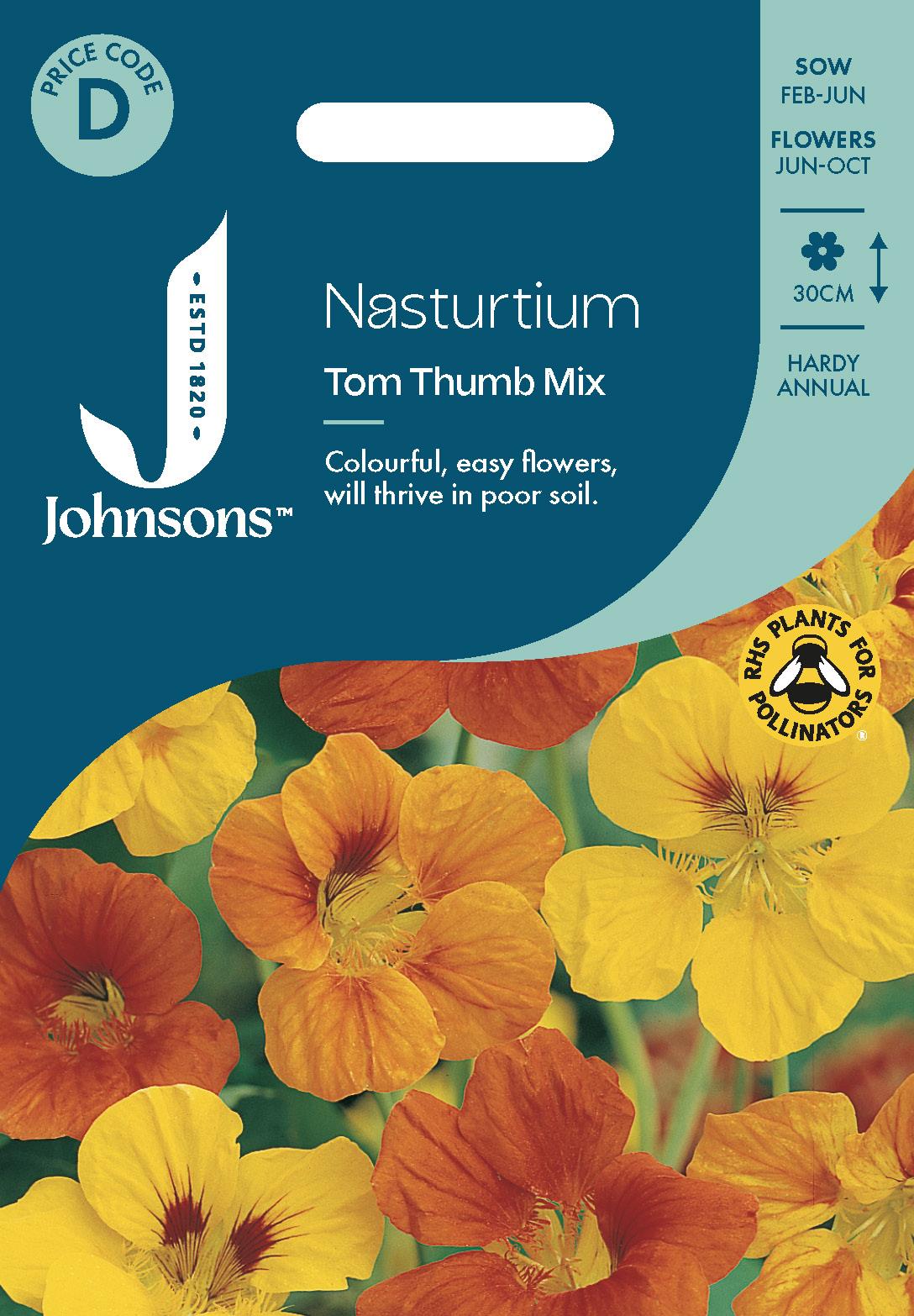 Johnsons - Nasturtium Tom Thumb Mix - 25 Seeds