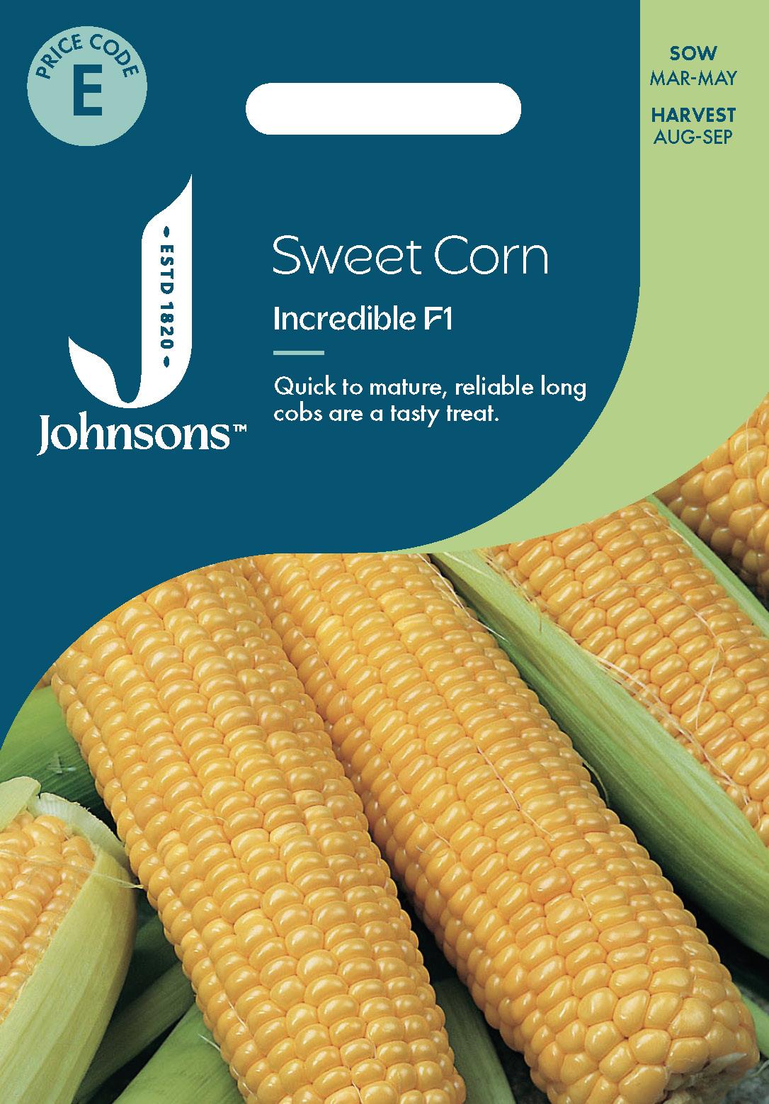 Johnsons - Sweet Corn Incredible F1 - 40 Seeds