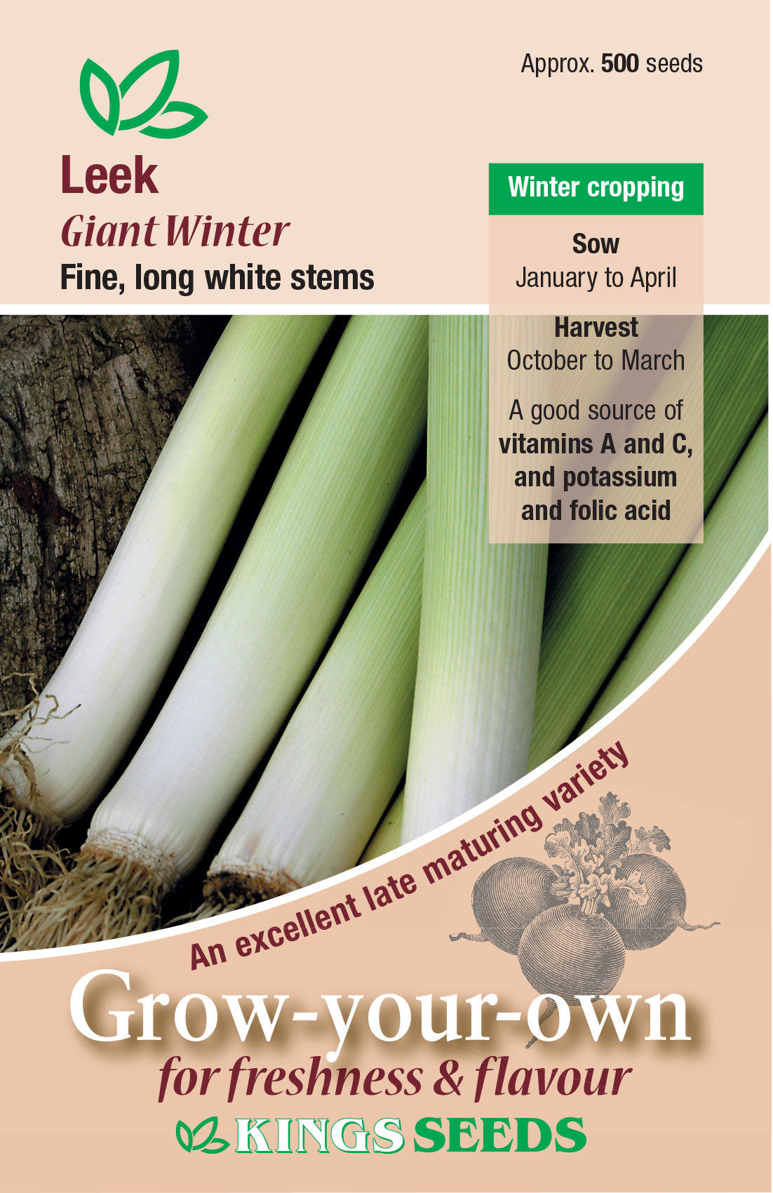 Kings Seeds Leek Giant Winter 500 Seeds
