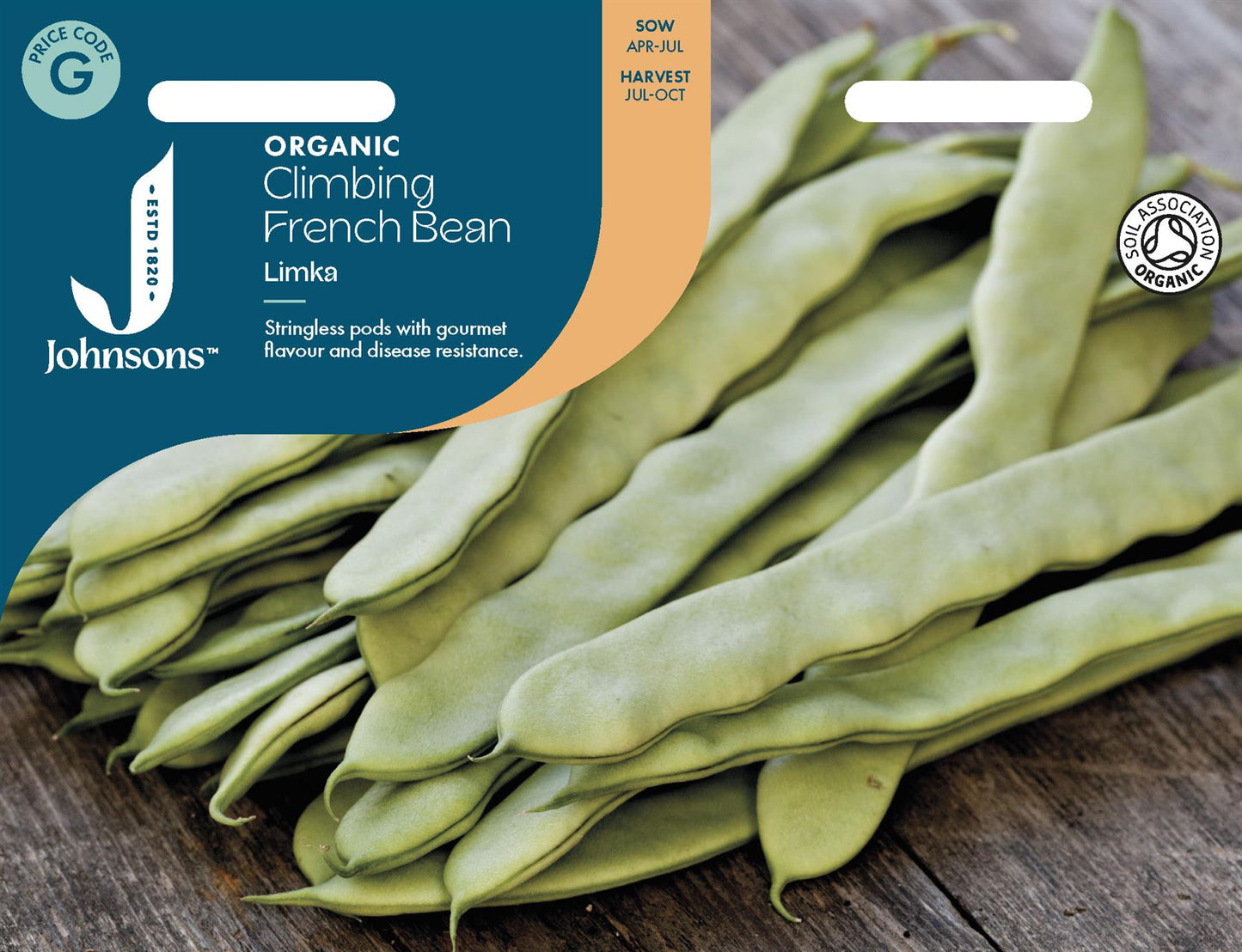 Johnsons - Organic Vegetable - Climbing French Bean Limka - 30 Seeds