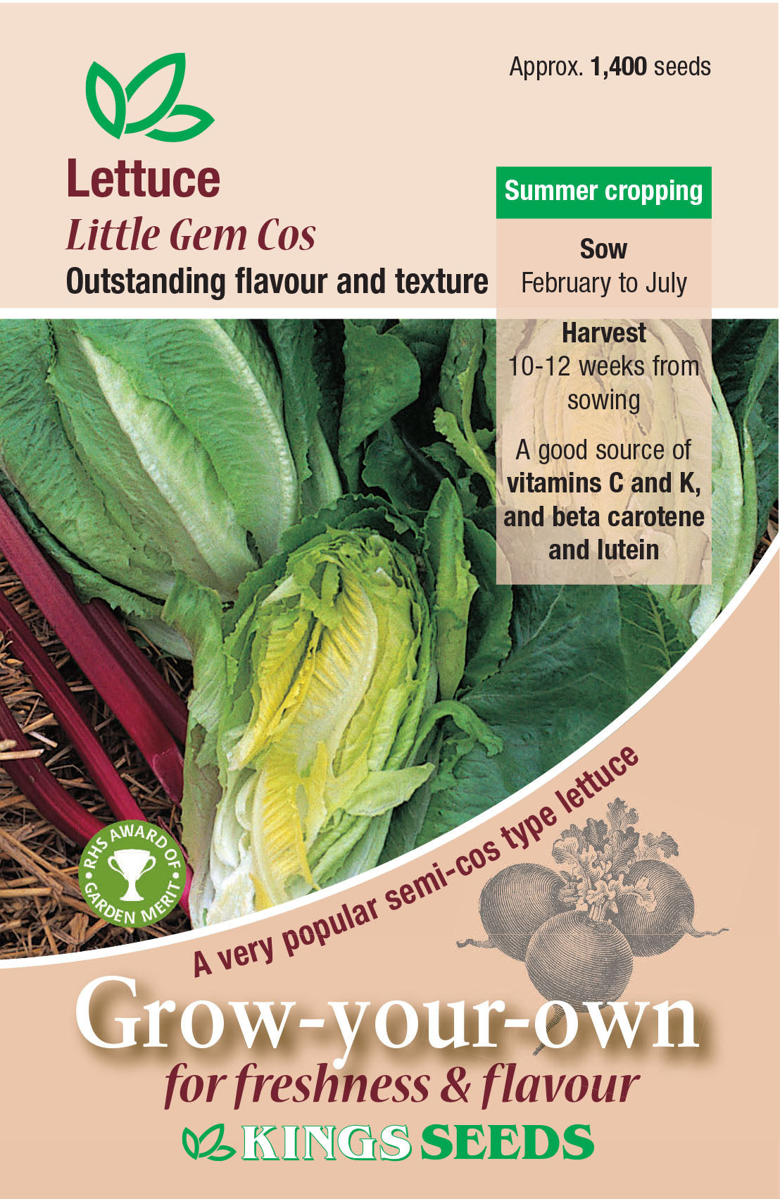 Kings Seeds Lettuce Little Gem Cos 1400 Seeds