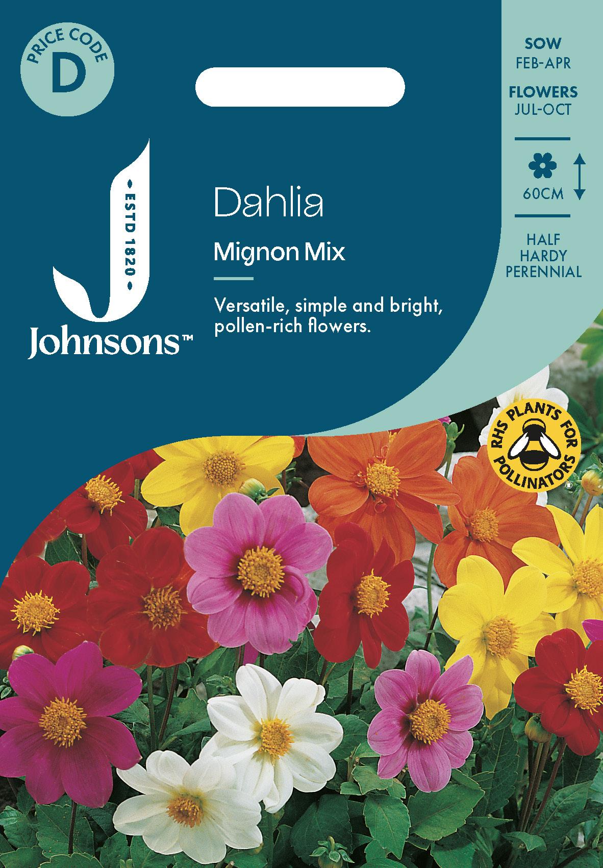 Johnsons - Dahlia Mignon Mix - 40 Seeds