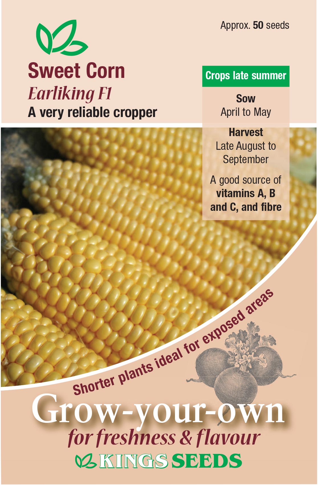 Kings Seeds Sweet Corn Earliking F1 Seeds