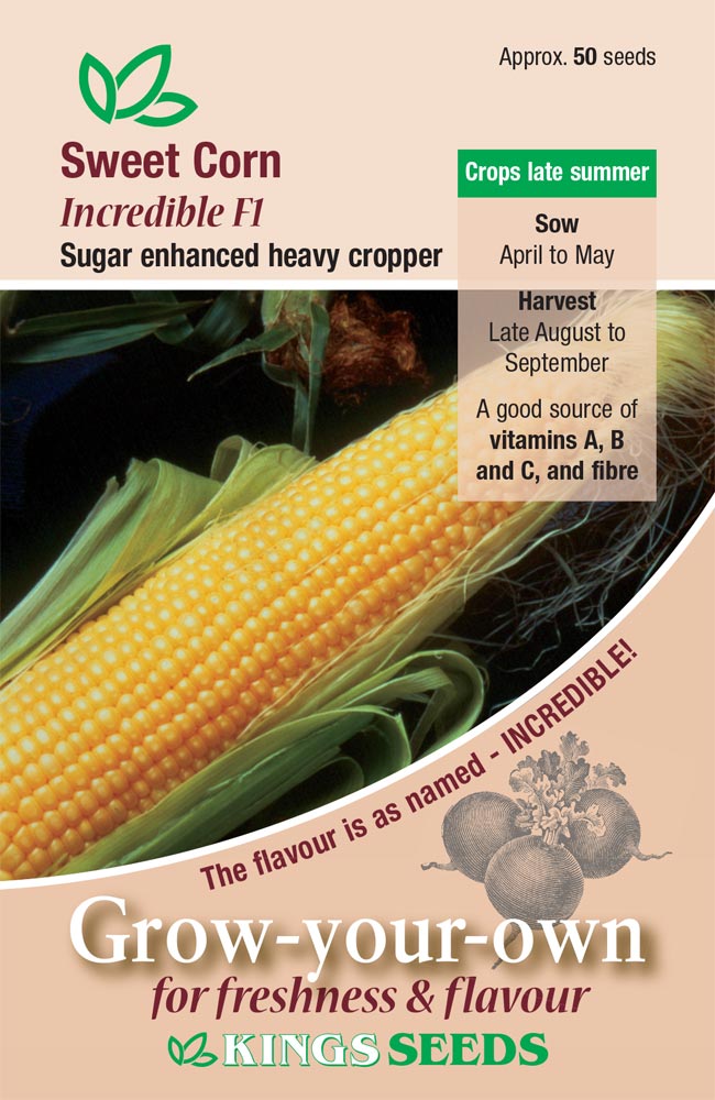 Kings Seeds Sweet Corn Incredible F1 - 50 Seeds