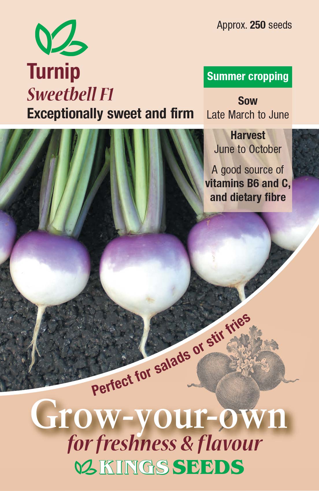 Kings Seeds Turnip Sweetbell F1 Hybrid 250 Seeds