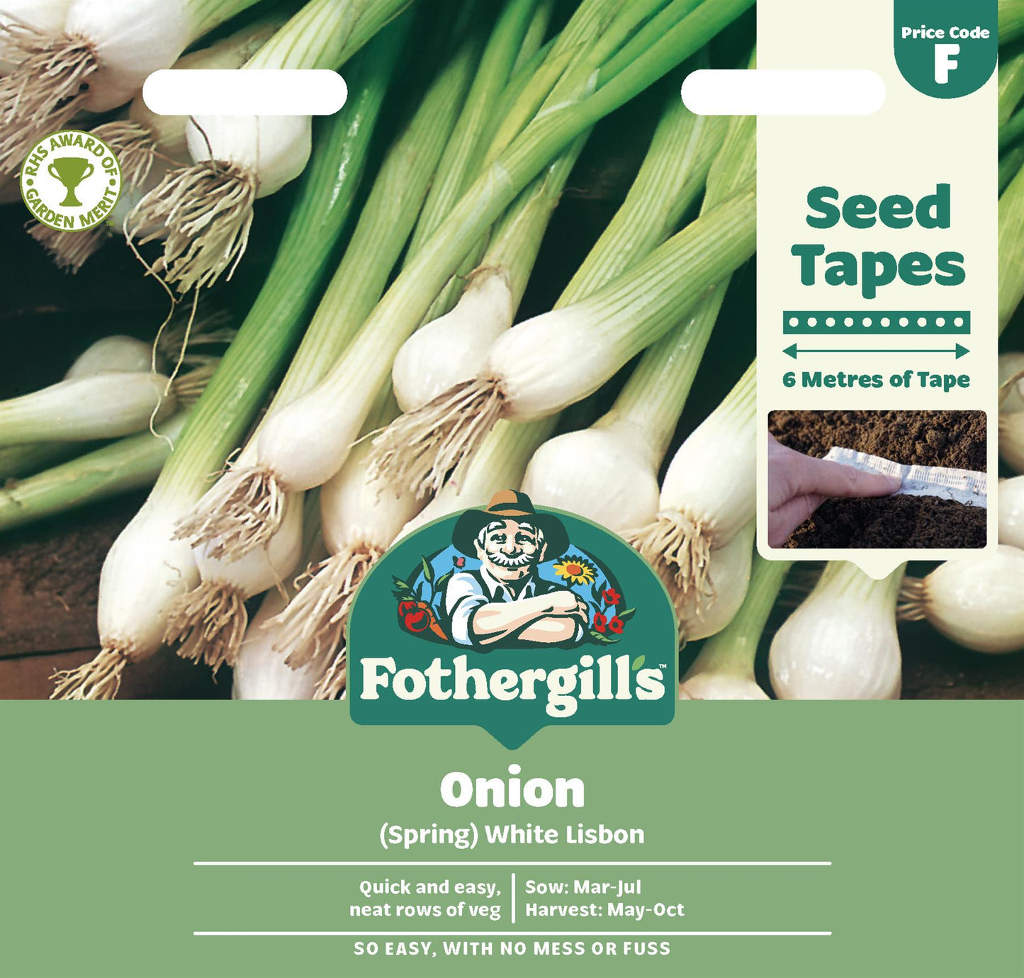 Fothergills Tape Spring Onion White Lisbon Seeds