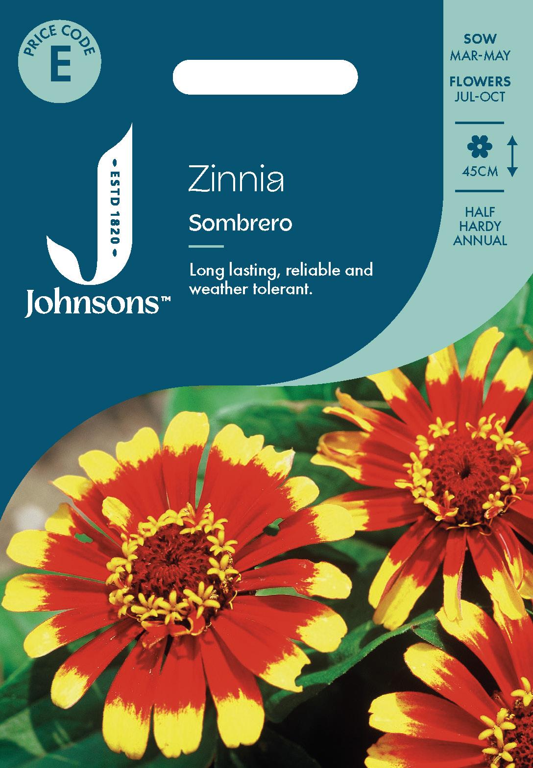 Johnsons - Zinnia Sombrero - 75 Seeds