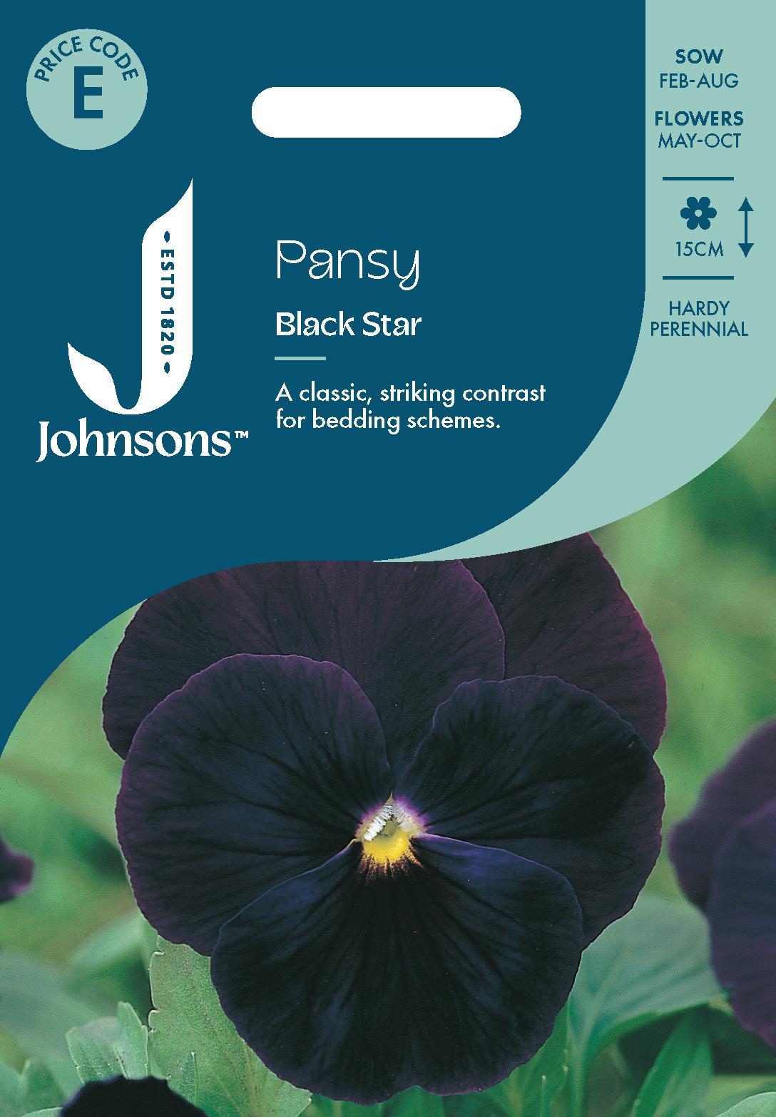 Johnsons - Pansy Black Star - 75 Seeds