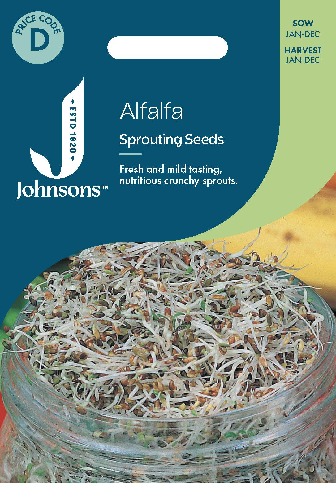 Johnsons - Alfalfa Sprouting Seeds - 25 Seeds