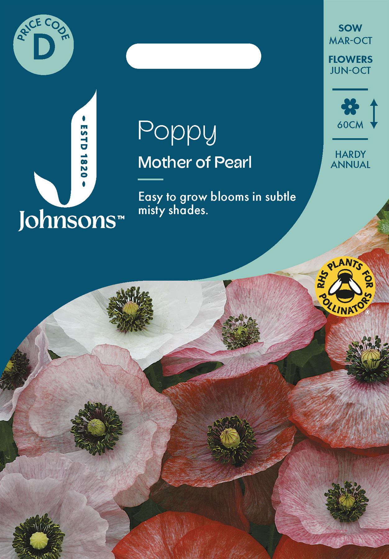 Johnsons - Poppy Mother of Pearl - 1000 Seeds