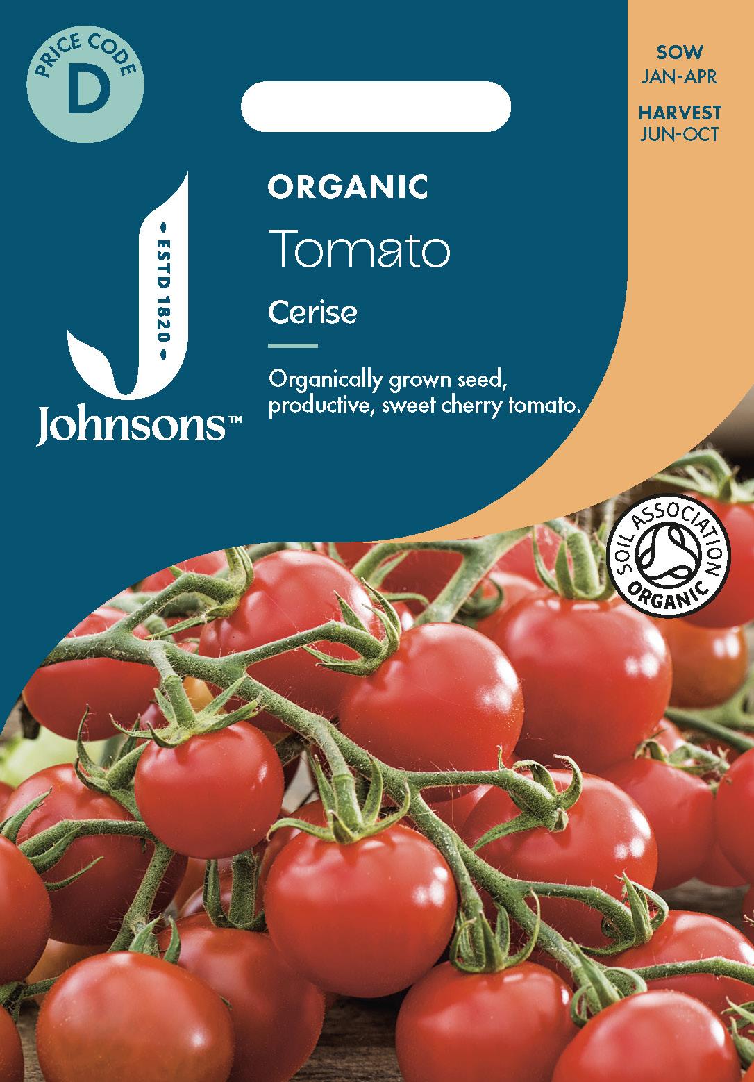 Johnsons - Organic Vegetable - Tomato Cerise - 30 Seeds