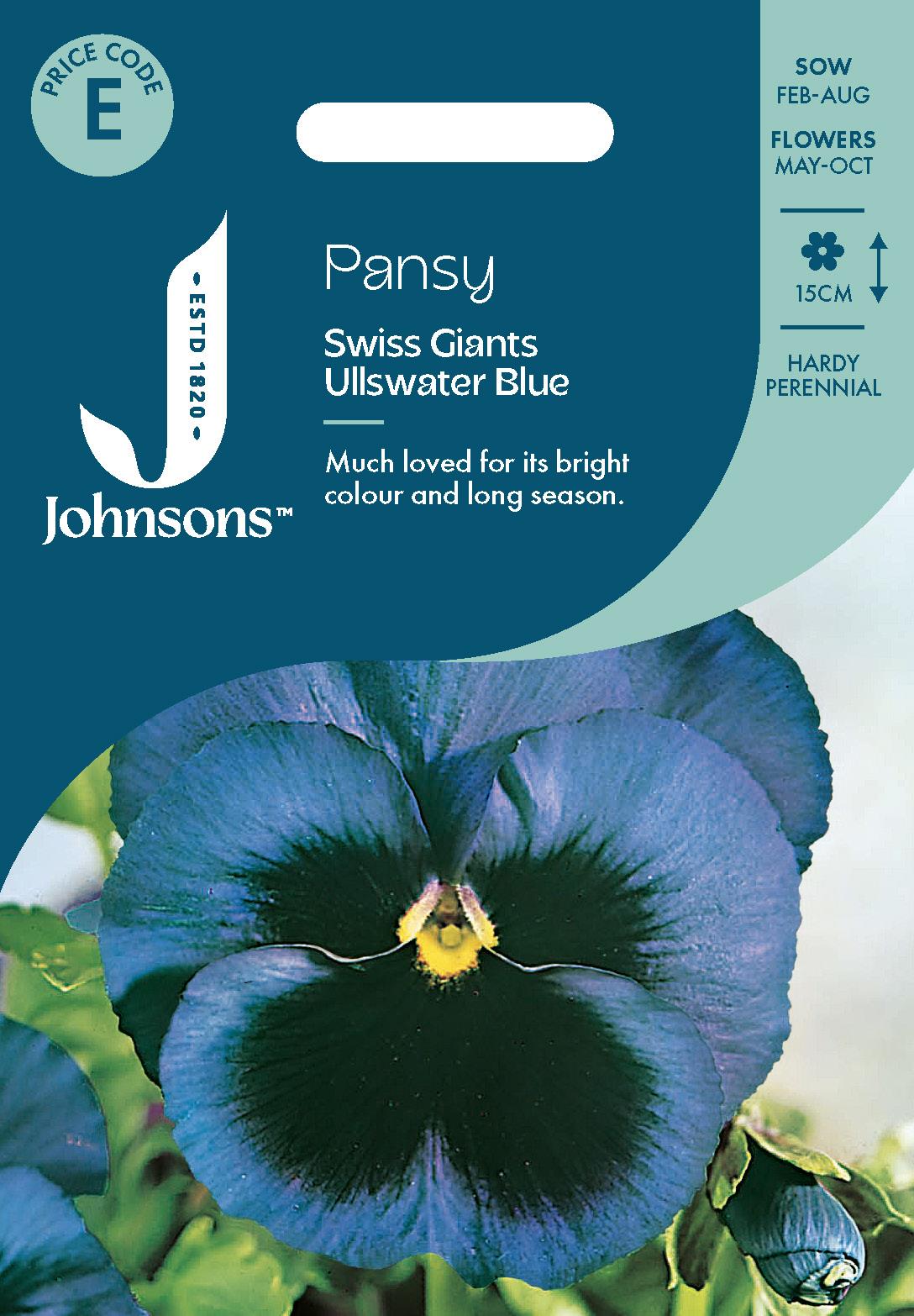 Johnsons - Pansy Swiss Giants Ullswater Blue - 100 Seeds