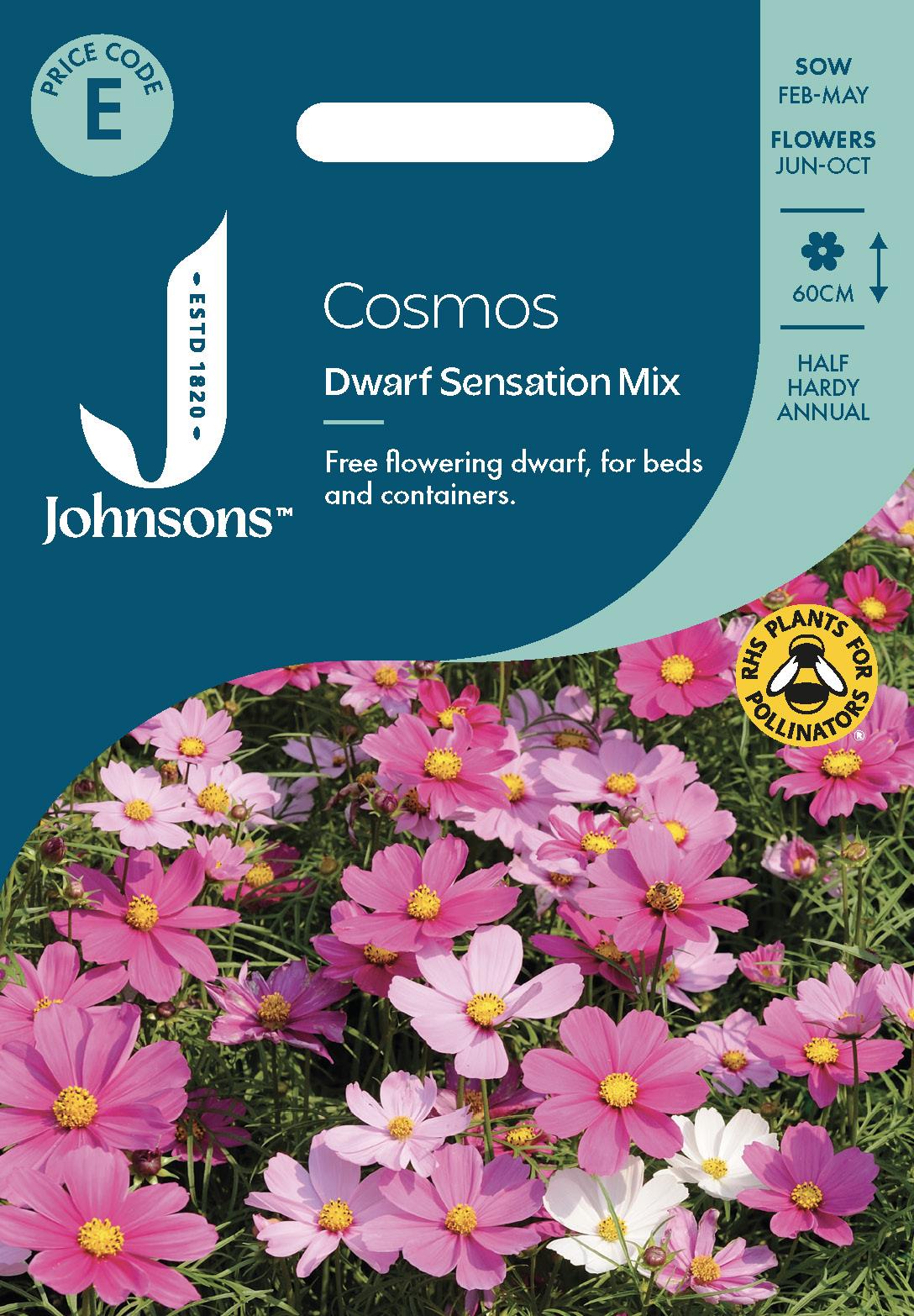 Johnsons - Cosmos Dwarf Sensation Mix - 100 Seeds