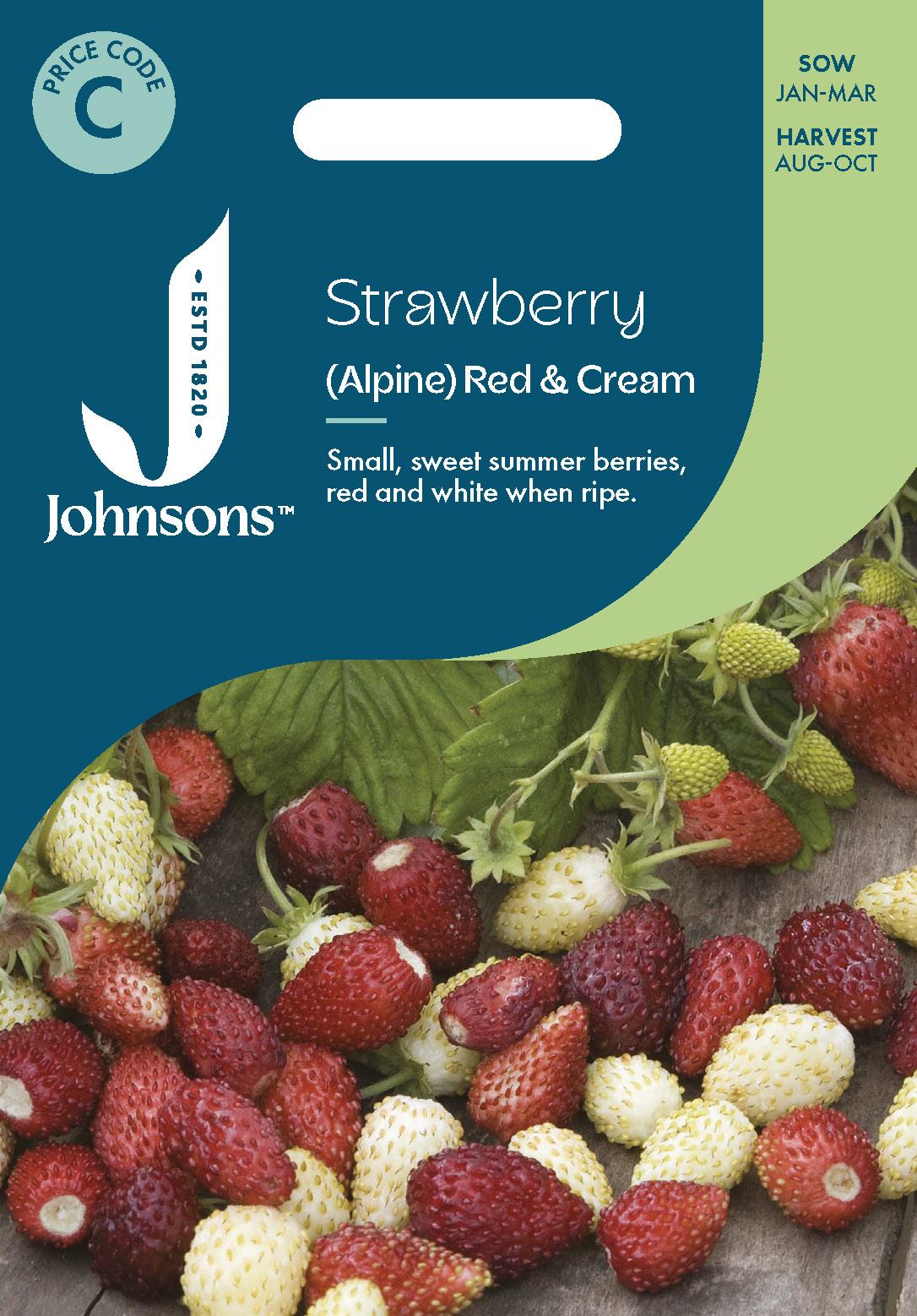 Johnsons - Strawberry (alpine) Red & Cream - 150 Seeds
