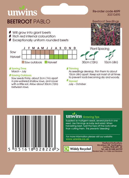 Unwins Beetroot (Round) Pablo 200 Seeds