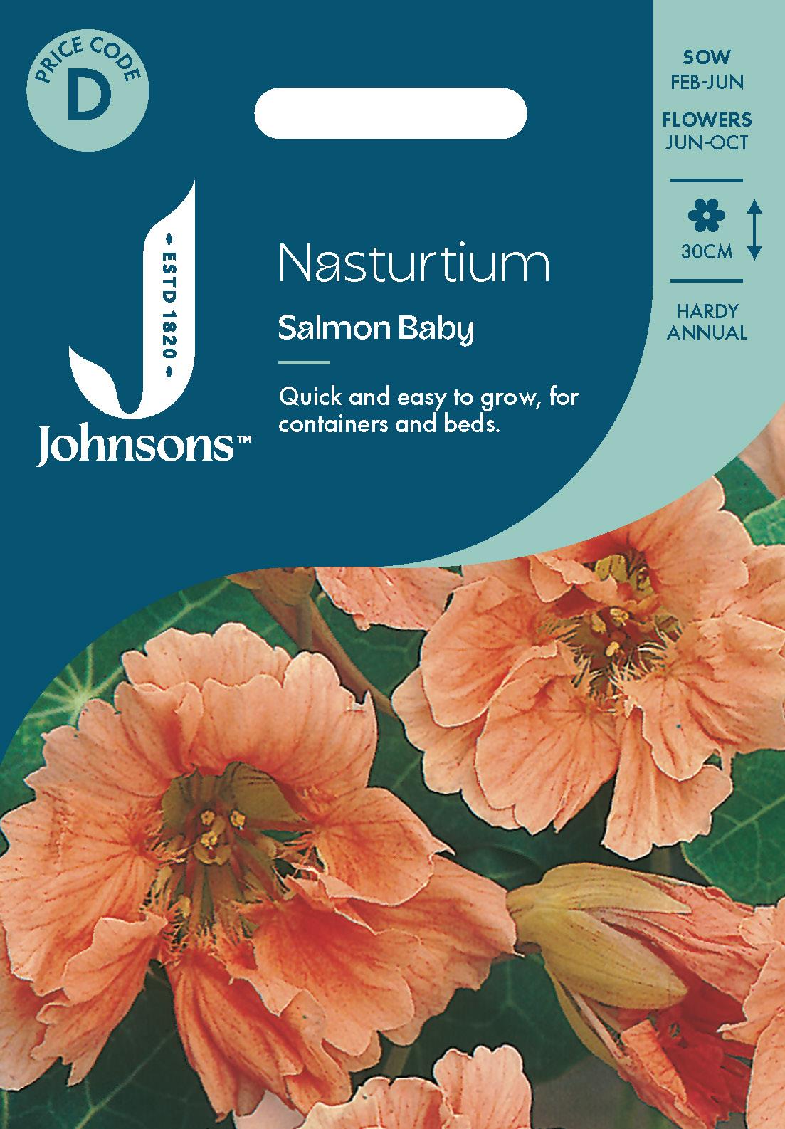 Johnsons - Nasturtium Salmon Baby - 25 Seeds