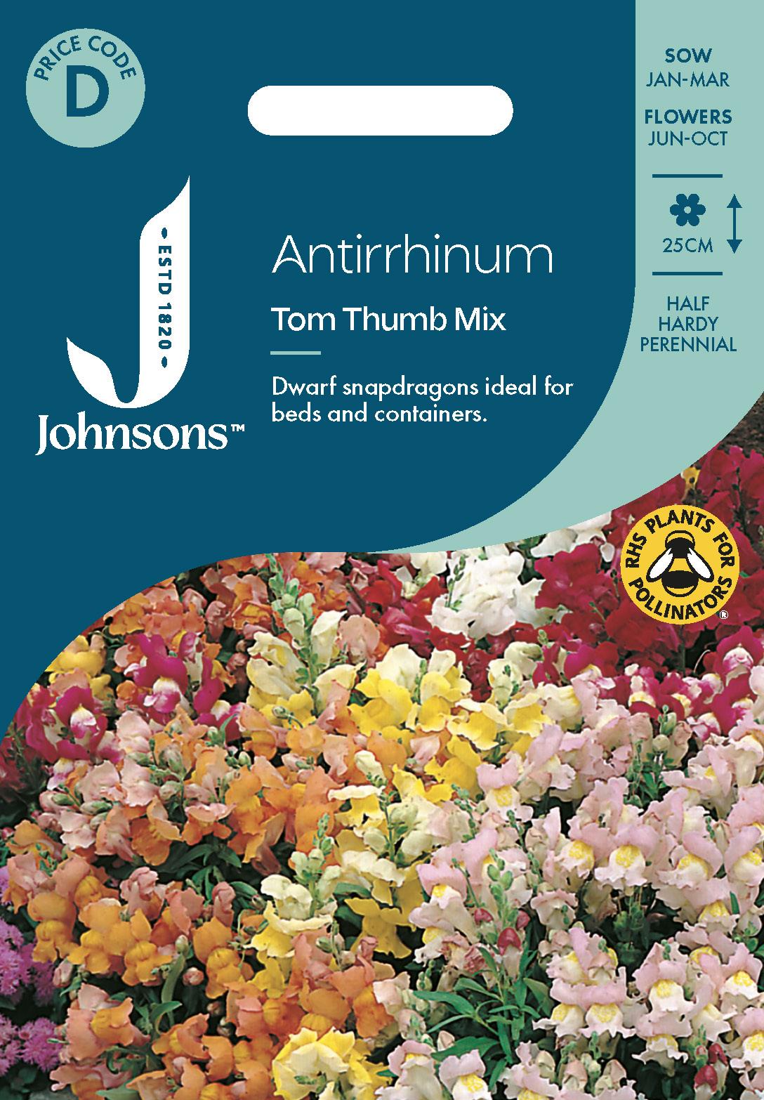 Johnsons - Antirrhinum Tom Thumb Mix - 1500 Seeds