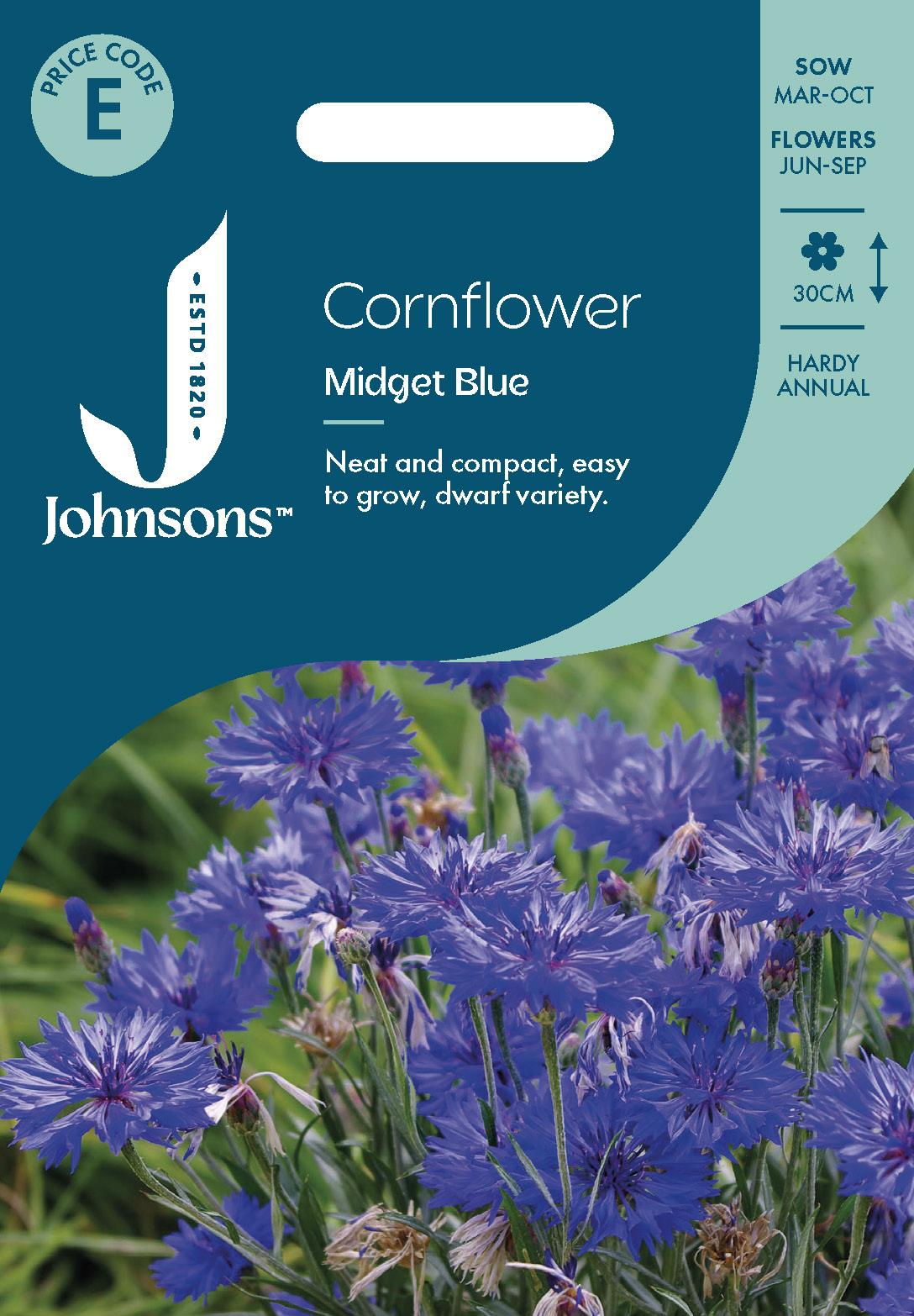 Johnsons - Cornflower Midget Blue - 150 Seeds