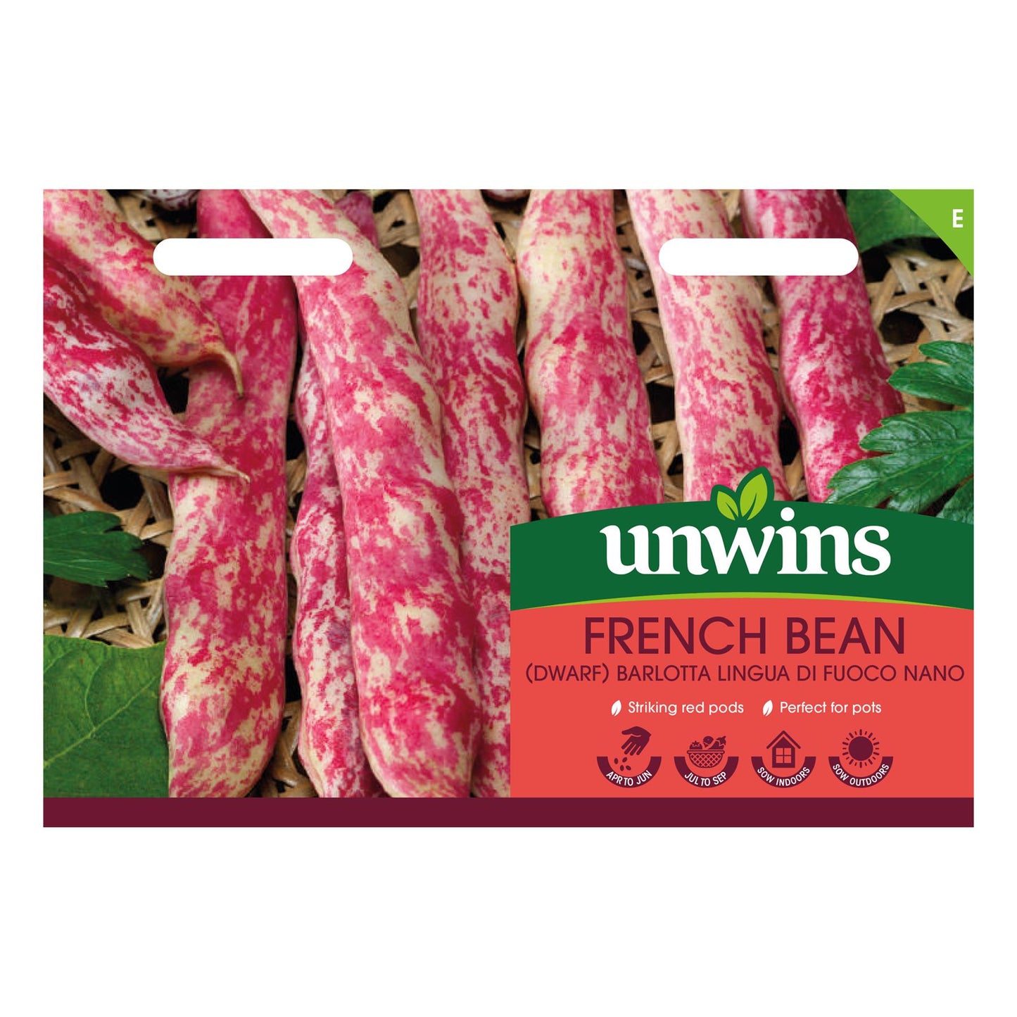Unwins Vegetable Dwarf French Bean Barlotta Lingua di Fuoco Nano - 50 Seeds