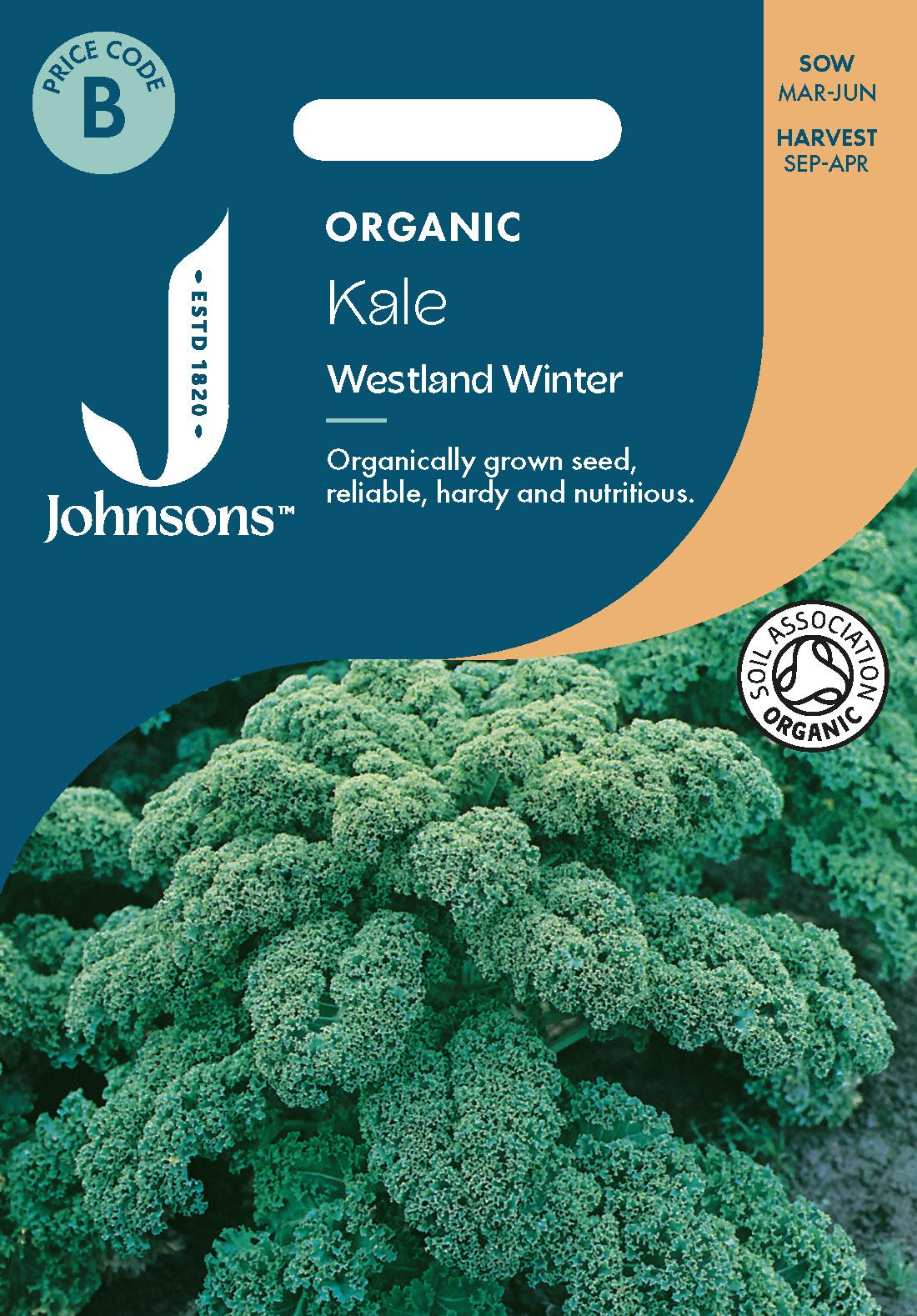 Johnsons - Organic Vegetable - Kale Westland Winter Org - 40 Seeds