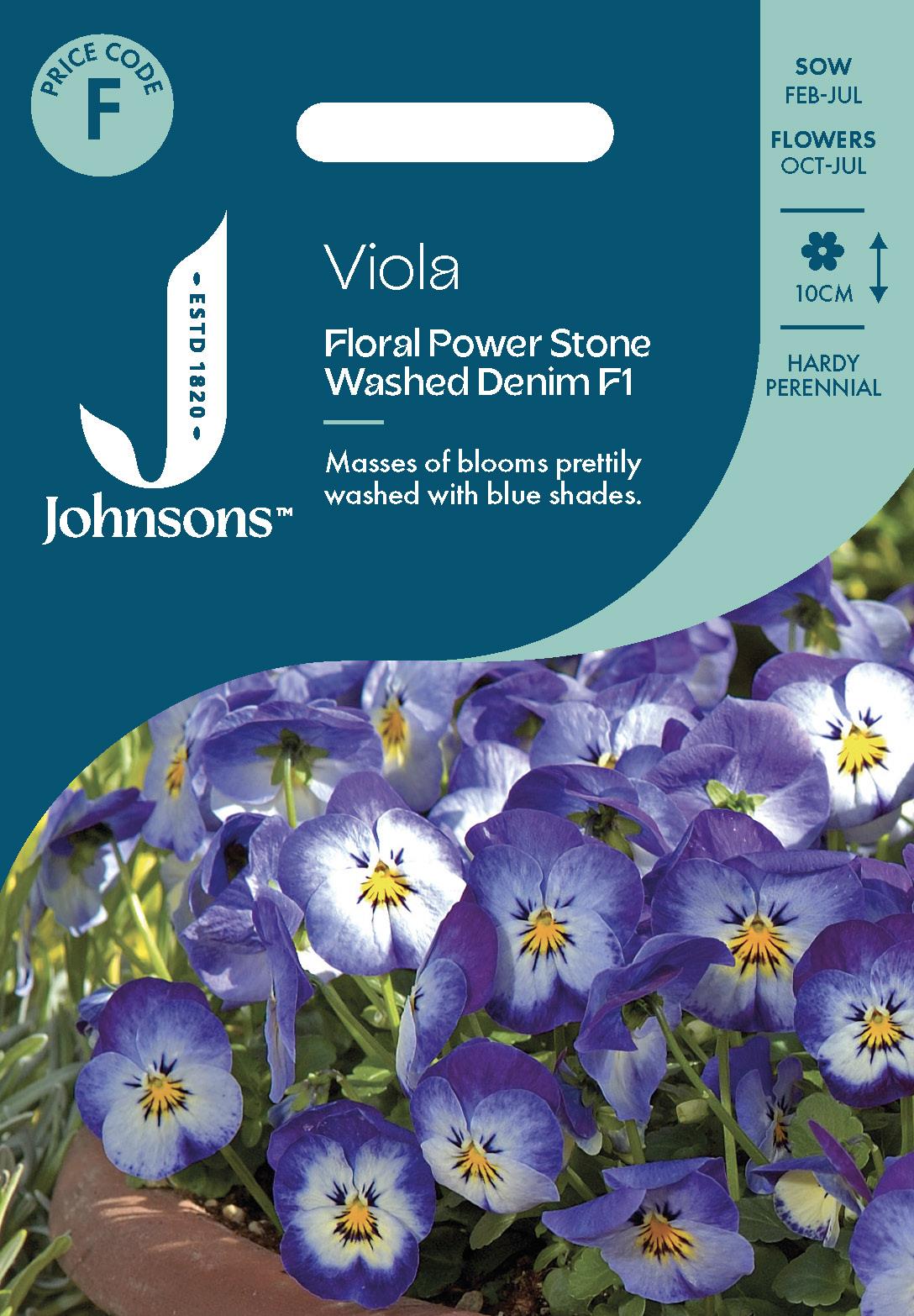 Johnsons - Viola Floral Power Stone Washed Denim F1 - 30 Seeds