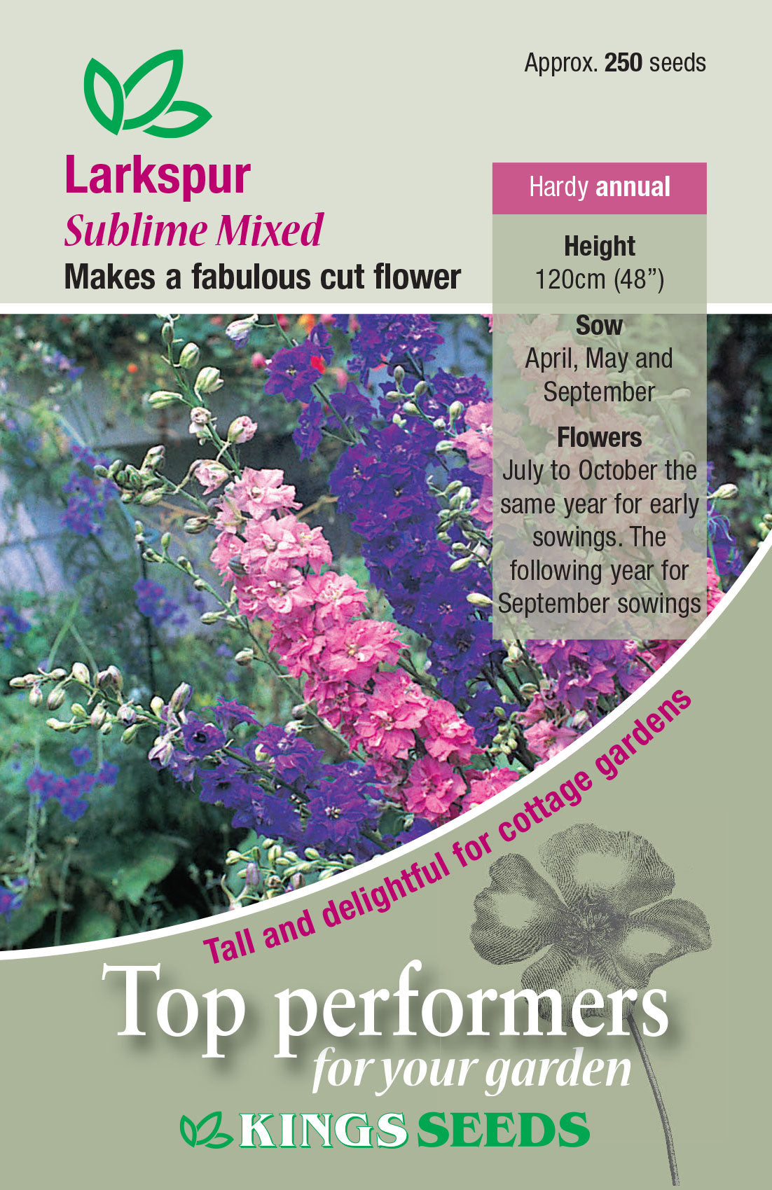 Kings Seeds Larkspur Sublime Mixed 250 Seeds