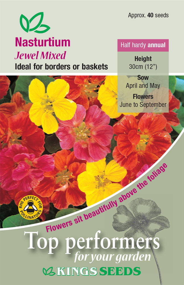 Kings Seeds Nasturtium Jewel Mixed 40 Seeds