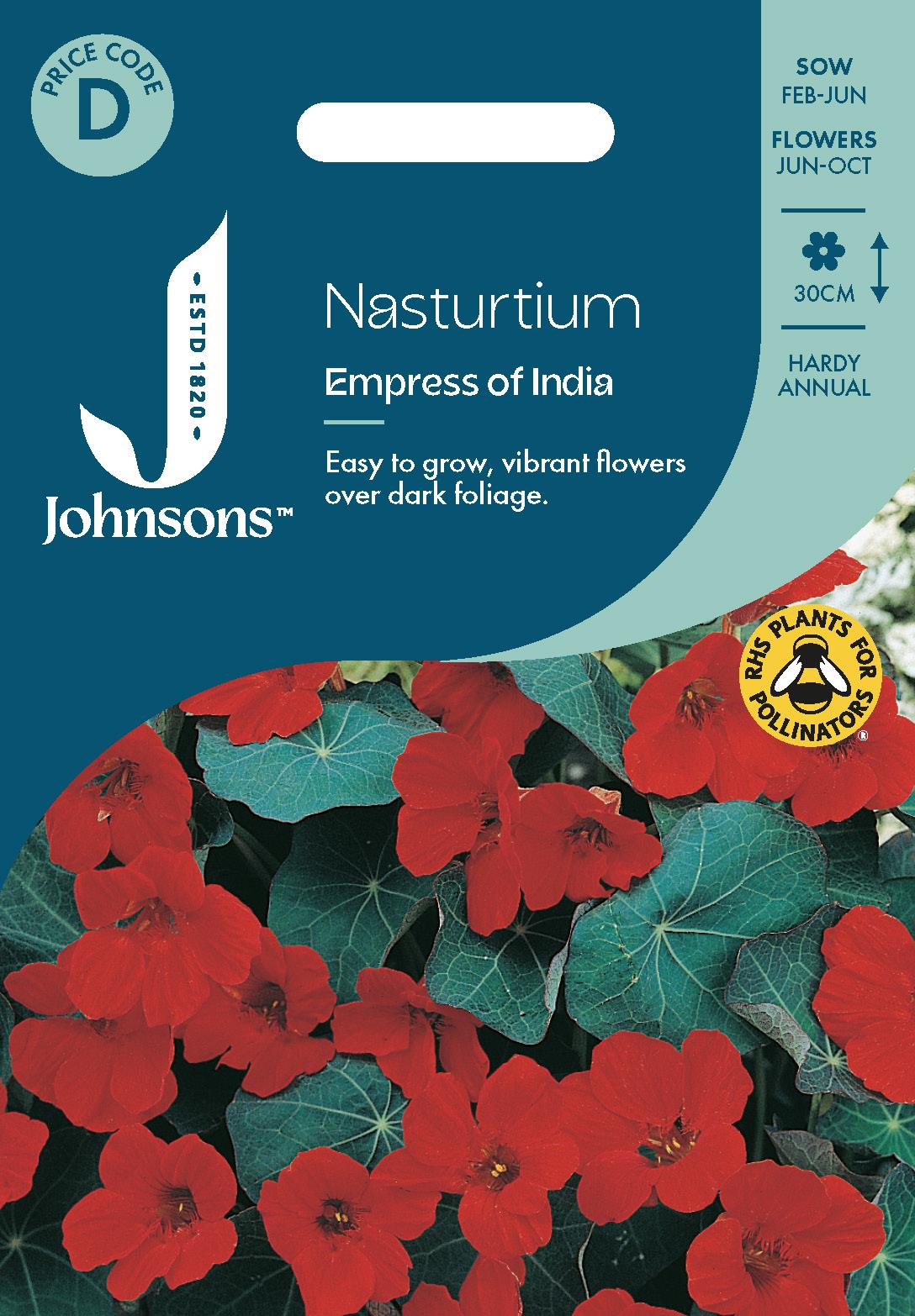 Johnsons - Nasturtium Empress of India - 25 Seeds
