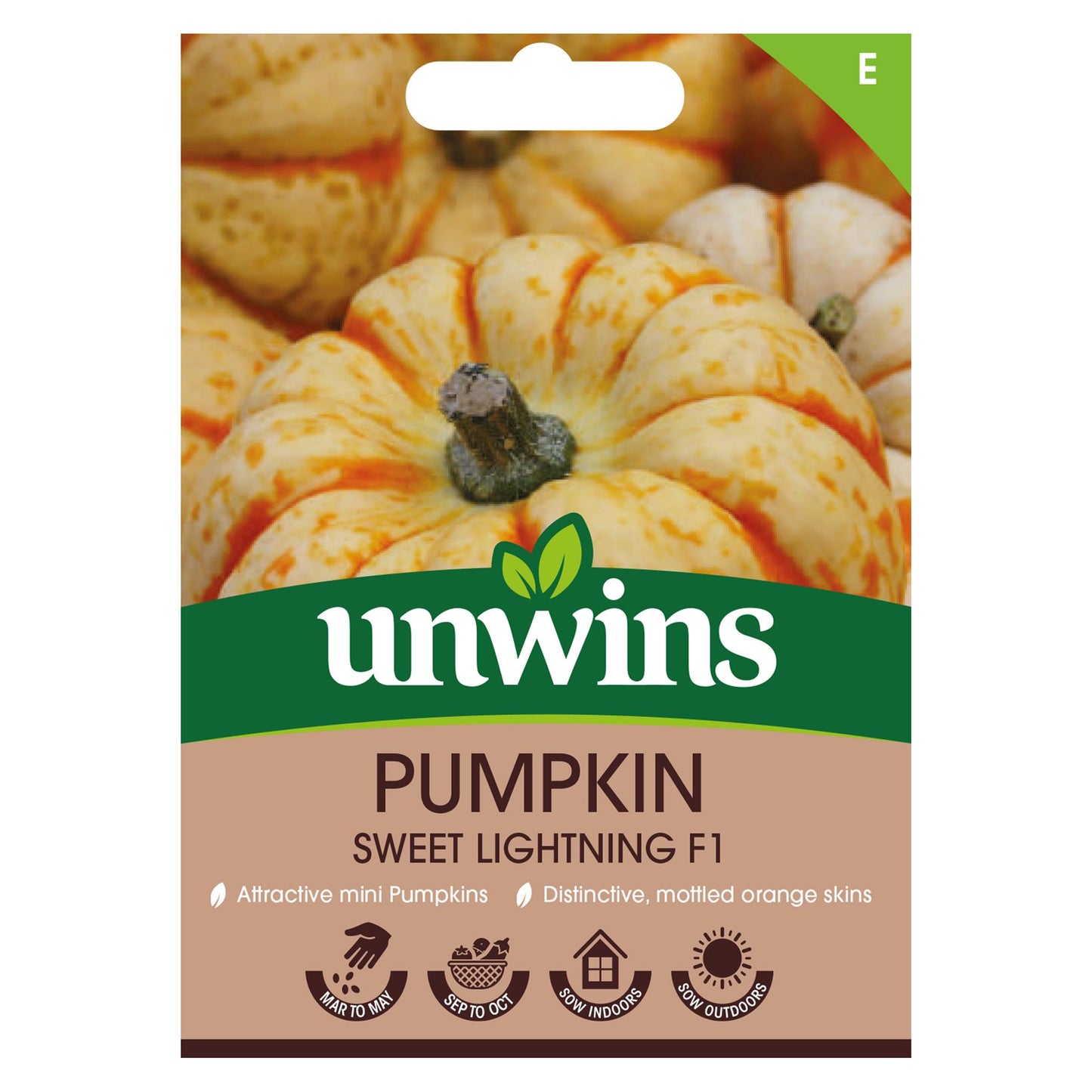 Unwins Vegetable Pumpkin Sweet Lightning F1 Hybrid - 6 Seeds