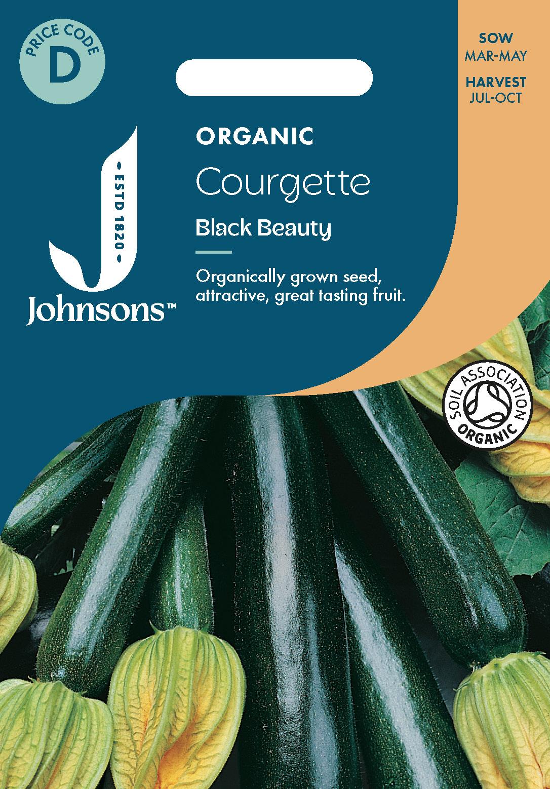 Johnsons - Organic Vegetable - Courgette Black Beauty Org - 10 Seeds