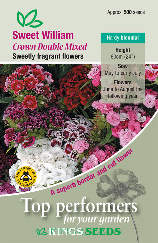 Kings Seeds Sweet William Crown Double Mixed 500 Seed
