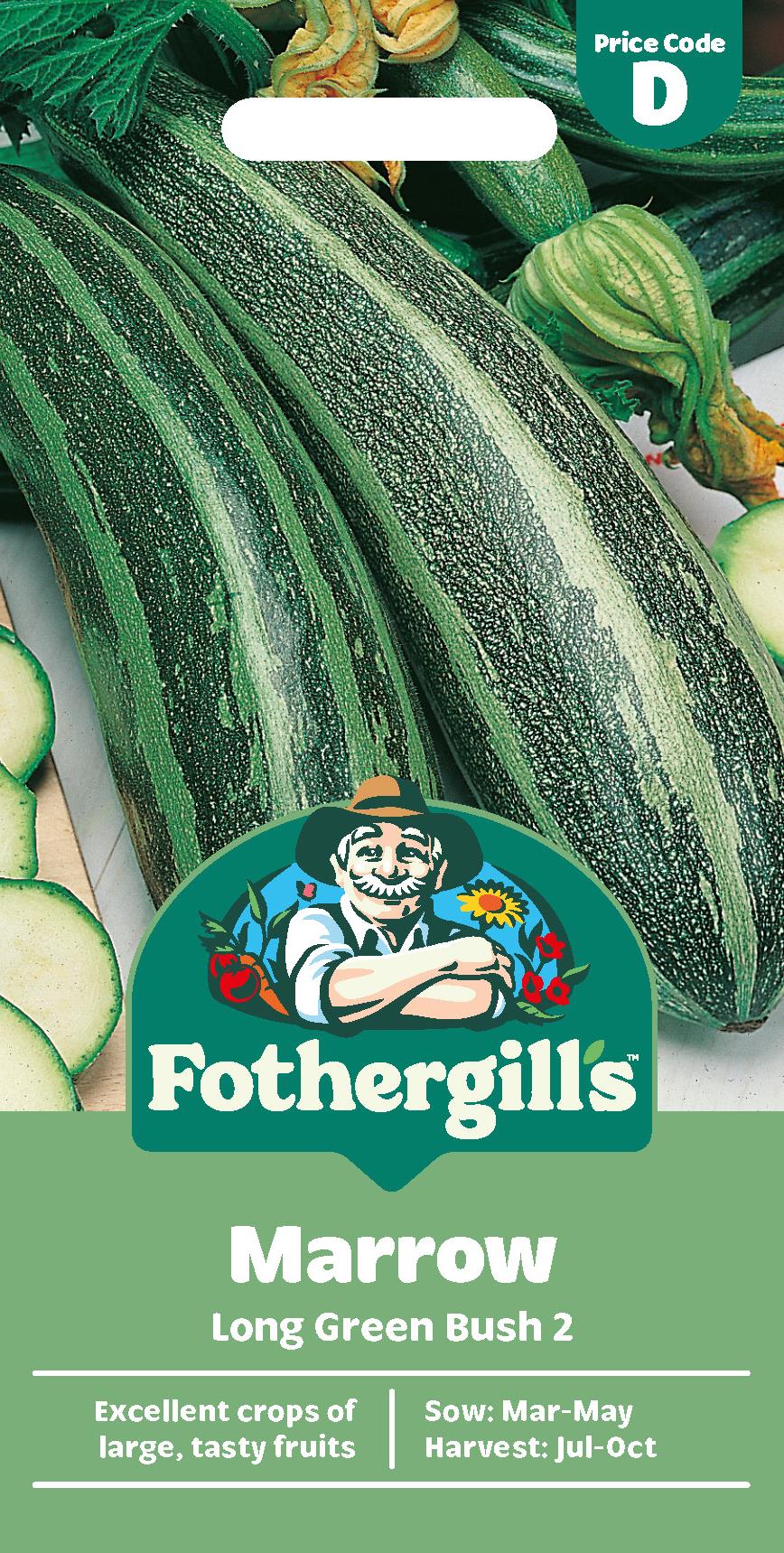 Fothergills Marrow Long Green Bush 2 Seeds