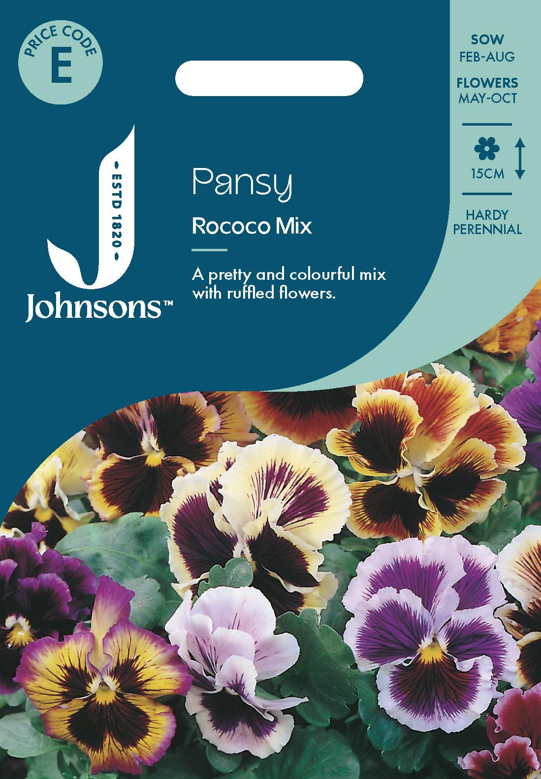 Johnsons - Pansy Rococo Mix - 75 Seeds