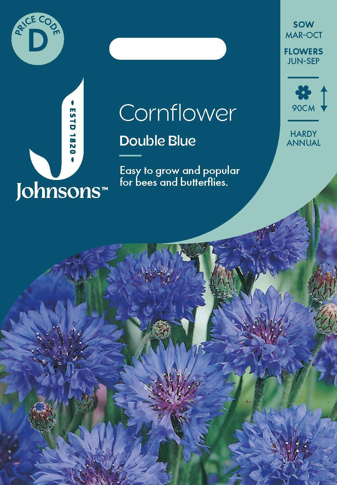 Johnsons - Cornflower Double Blue - 250 Seeds