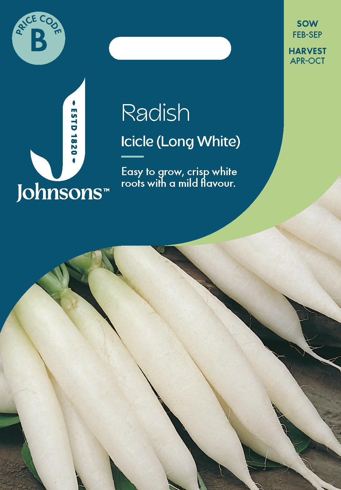 Johnsons - Radish Icicle (long White) - 500 Seeds