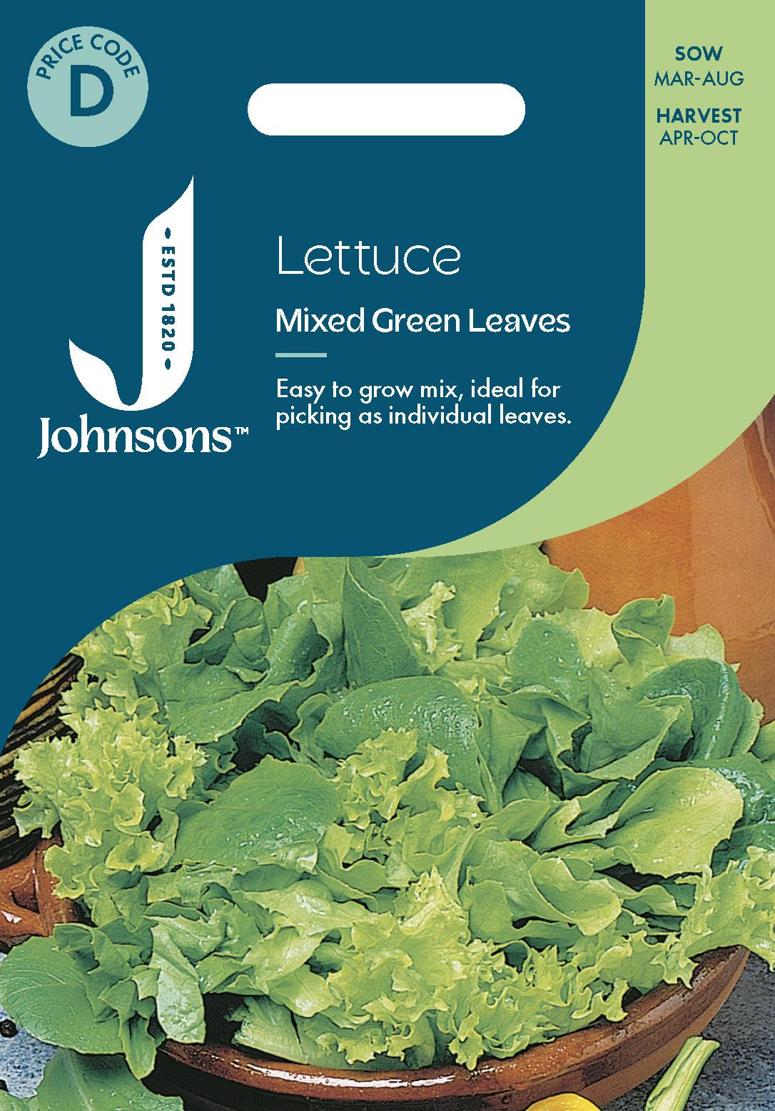 Johnsons - Lettuce Mixed Green Leaves - 1000 Seeds