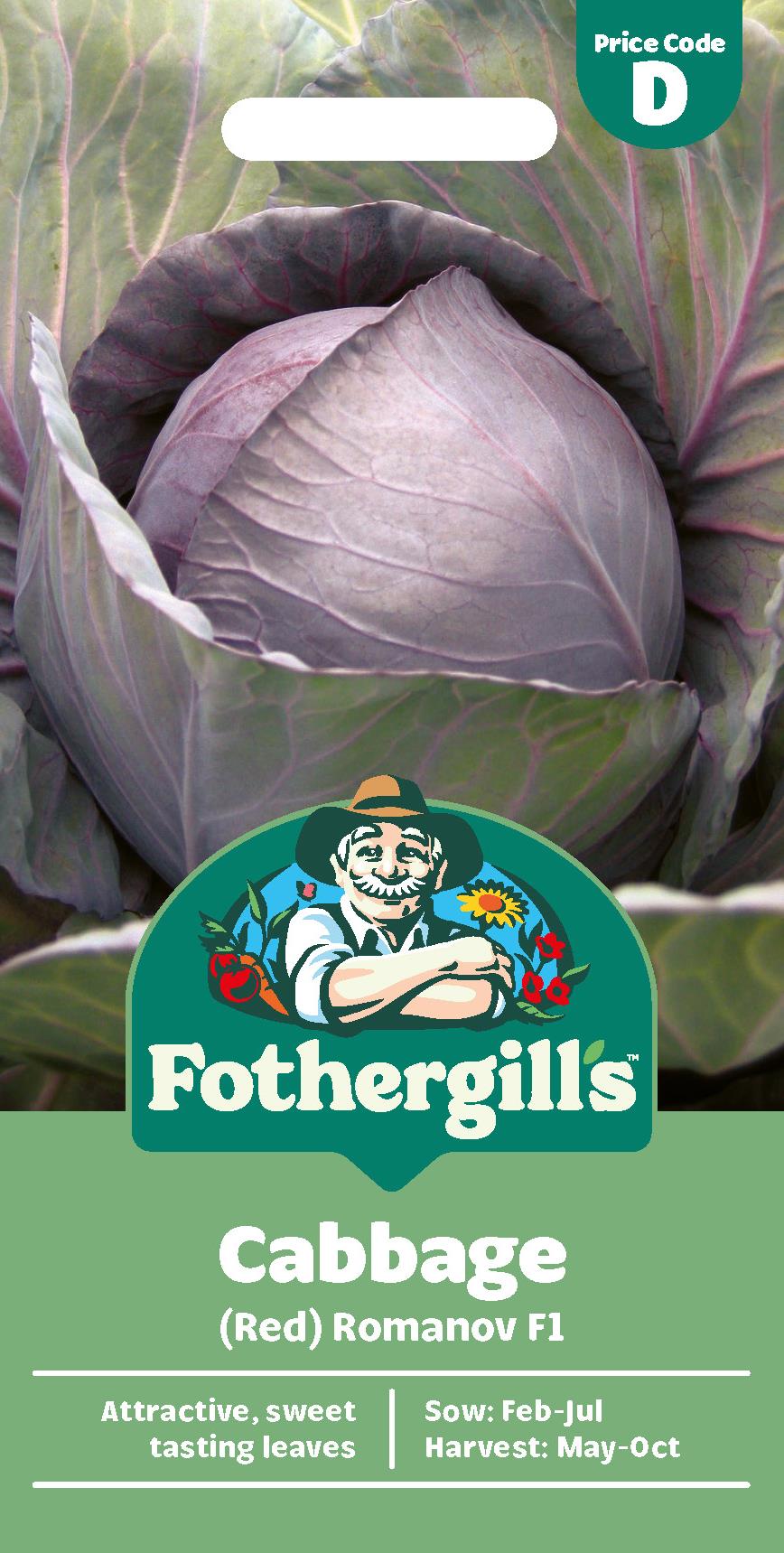 Fothergills Cabbage Red - Romanov F1 Seeds