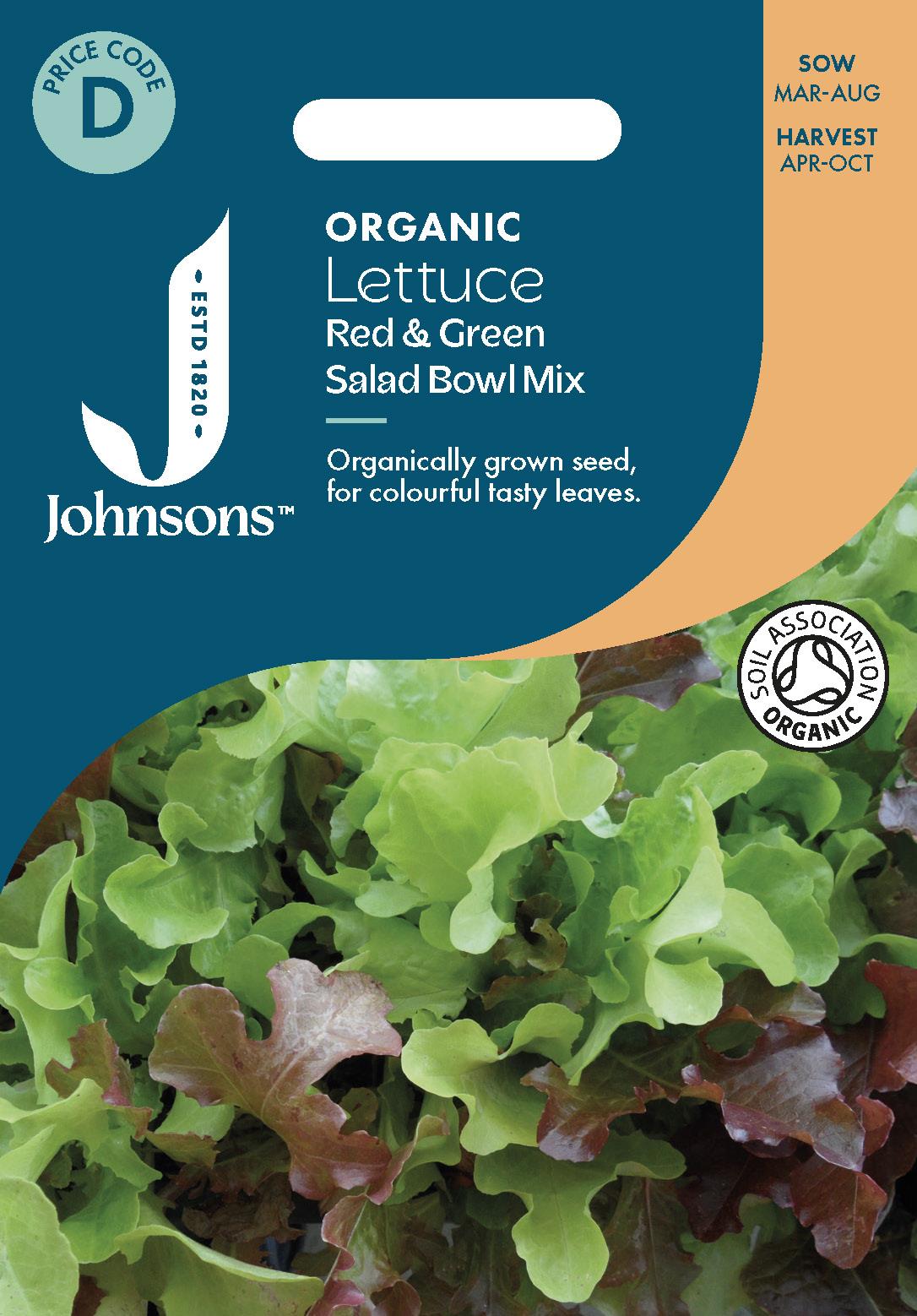 Johnsons - Organic Vegetable - Lettuce Red & Green Salad Bowl Mix - 750 Seeds
