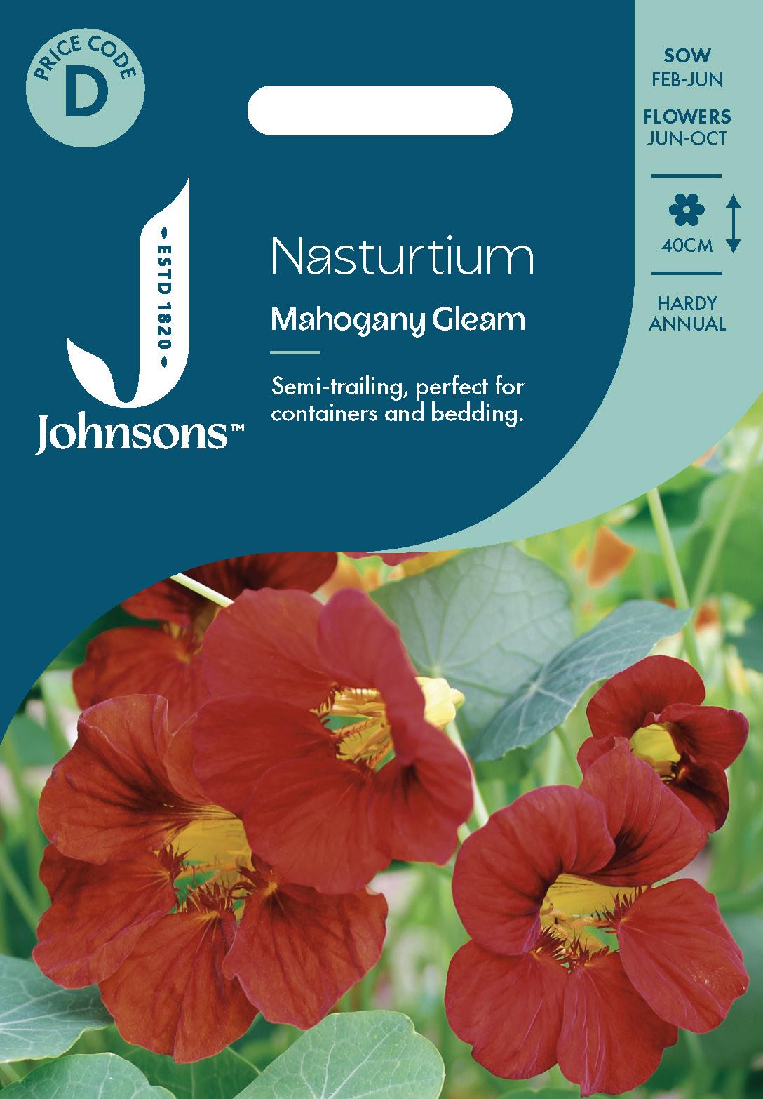 Johnsons - Nasturtium Mahogany Gleam - 25 Seeds
