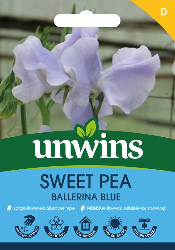 Unwins Flower Sweet Pea Ballerina Blue - 21 Seeds