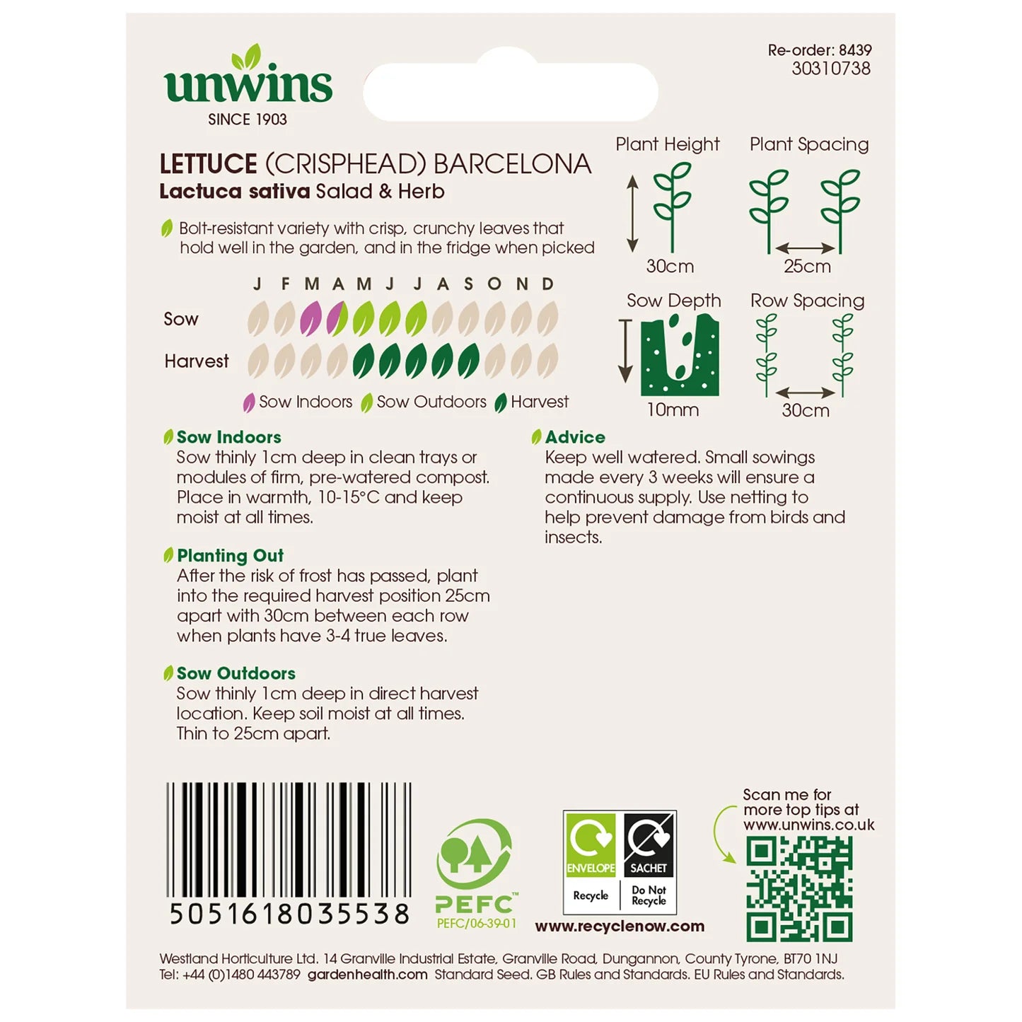 Unwins Crisphead Lettuce Barcelona 250 Seeds – Large Iceberg