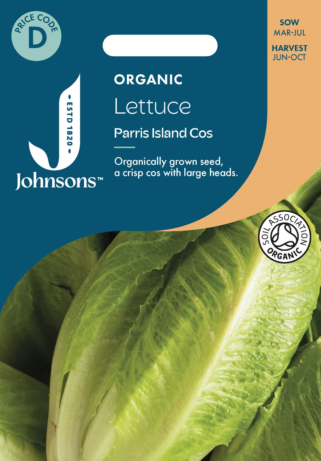 Johnsons - Organic Vegetable - Lettuce Parris Island Cos - 1000 Seeds