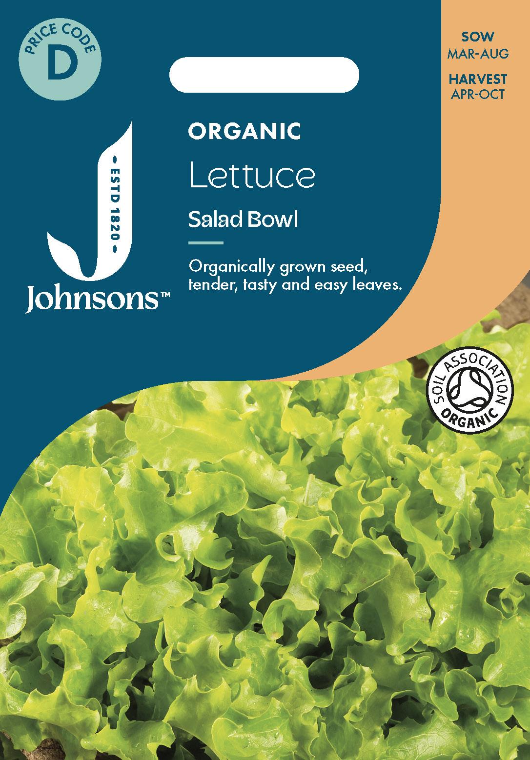 Johnsons - Organic Vegetable - Lettuce Salad Bowl - 500 Seeds