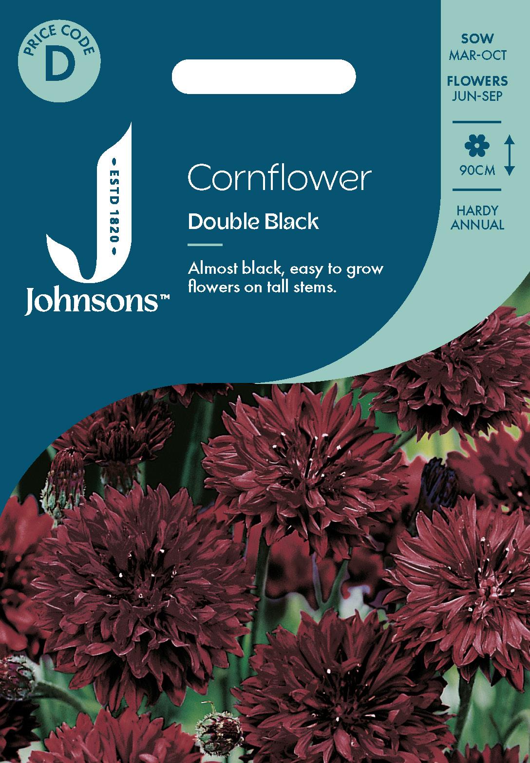 Johnsons - Cornflower Double Black - 250 Seeds