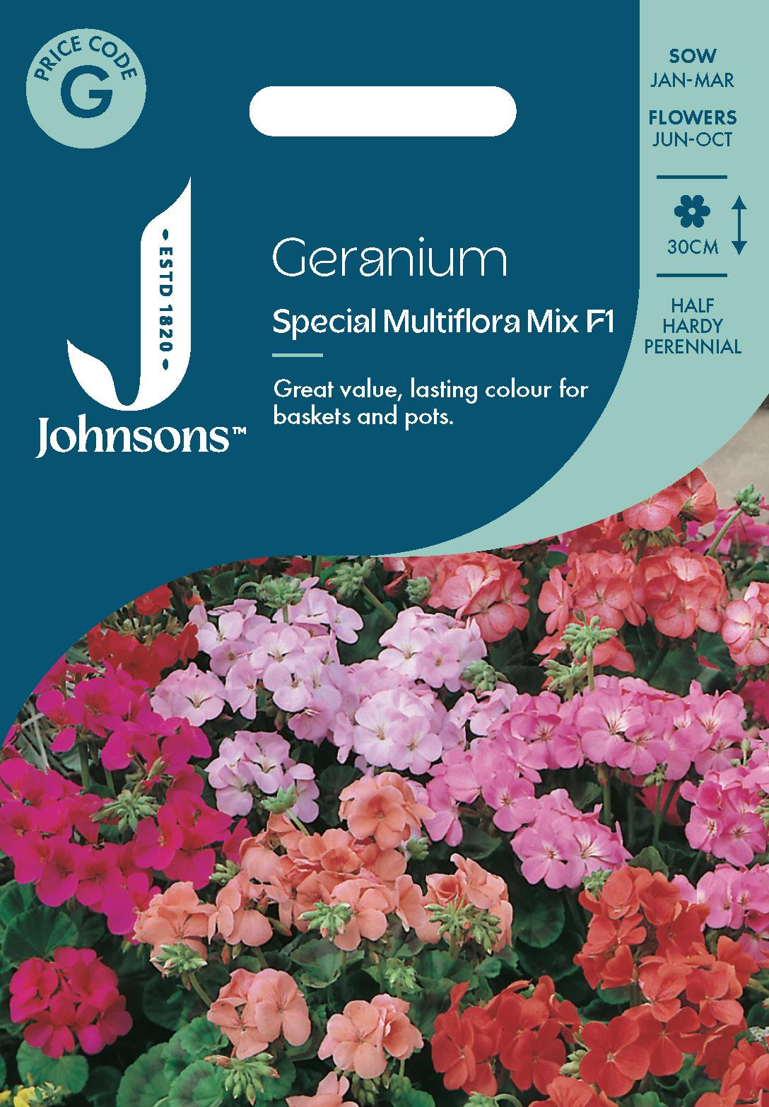 Johnsons - Geranium Special Multiflora Mix F1 - 10 Seeds