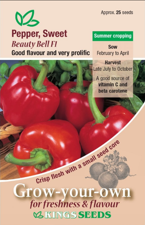 Kings Seeds Pepper Beauty Bell F1 Hybrid 25 Seeds