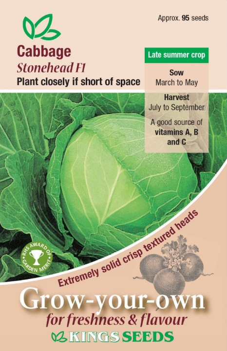 Kings Seeds Cabbage Stonehead F1 Hybrid 95 Seeds