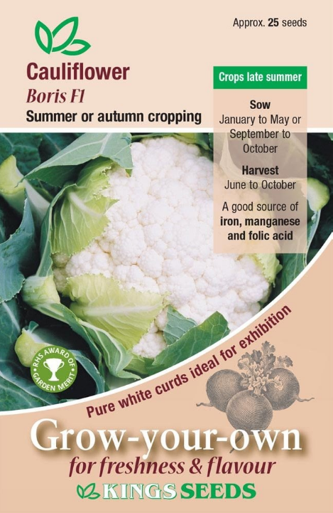 Kings Seeds Cauliflower Boris F1 - 25 Seeds