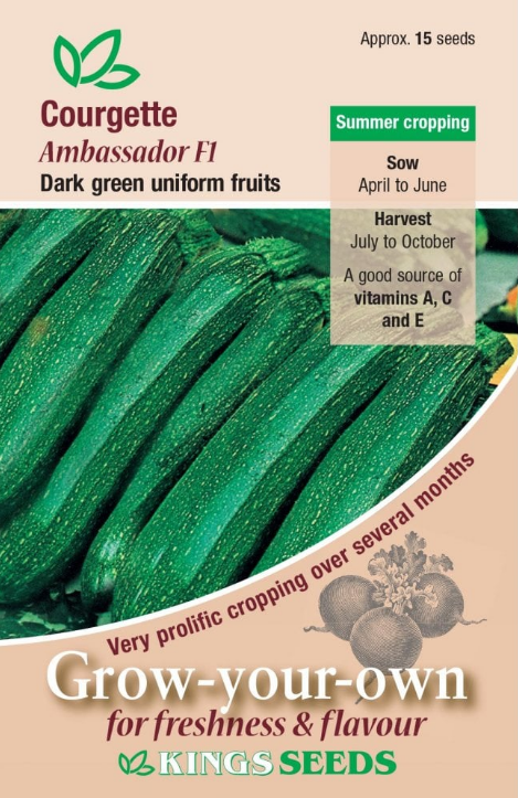 Kings Seeds Courgette Ambassador F1 Hybrid 25 Seeds